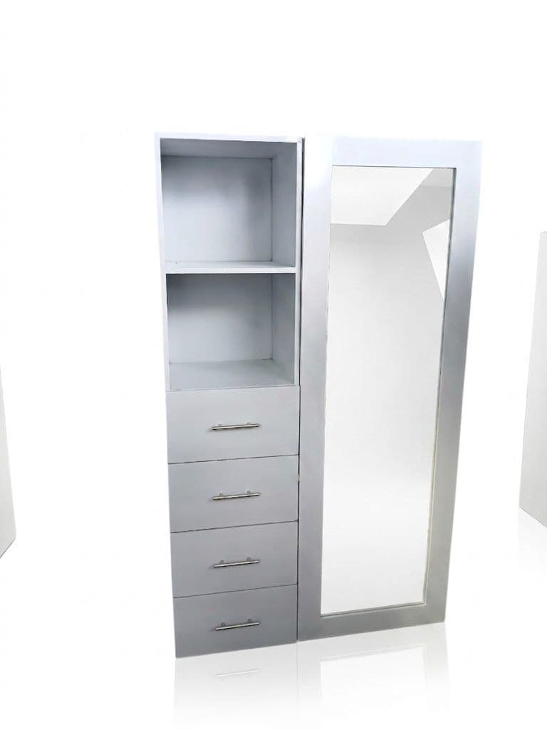 TOCADOR PAOLA GRIS SILVER 4 CAJONES ESPEJO CORREDIZO