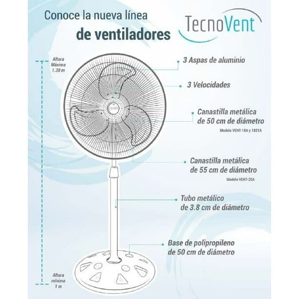 VENTILADOR DE PEDESTAL TECNOVENT 20"